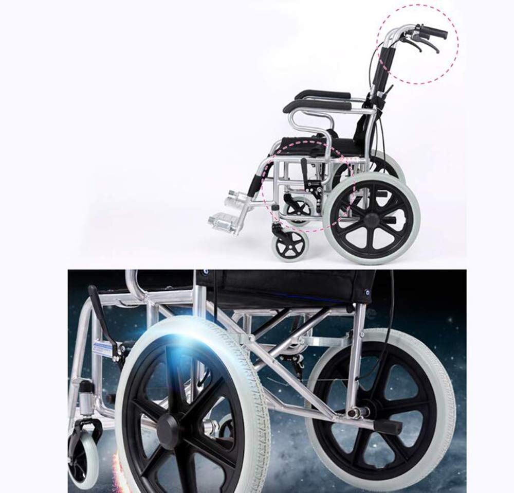Silla de Ruedas Manual,Sillas de Ruedas de Transporte Silla de Ruedas de Conducción Médica Brazos Y Elevación de Piernas para Descanso Silla de Ruedas Manual Ligera Y Plegable/Blue