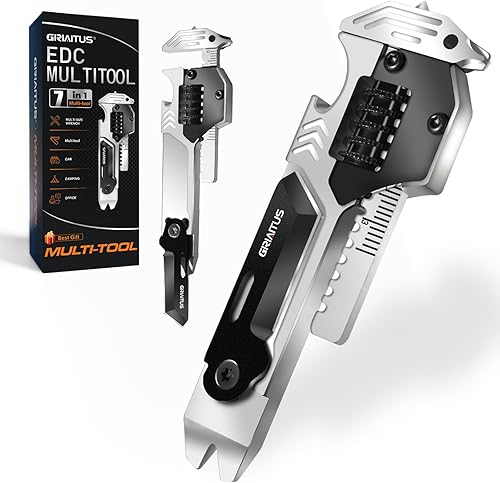 EDC Gear Multitool 7 en 1 multiherramienta con llave, abrebotellas, rompevalunas de coche, barra de palanca, destornillador plano Phillips,