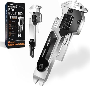 7 in 1 EDC Multitool Pry Bar Wrench and Screwdriver Gifts for Men | Bottle Opener, Car Window Breaker, Flat Phillips Screwdriver, EDC Tools for Cycling Maintenance, Outdoor Gifts for Father