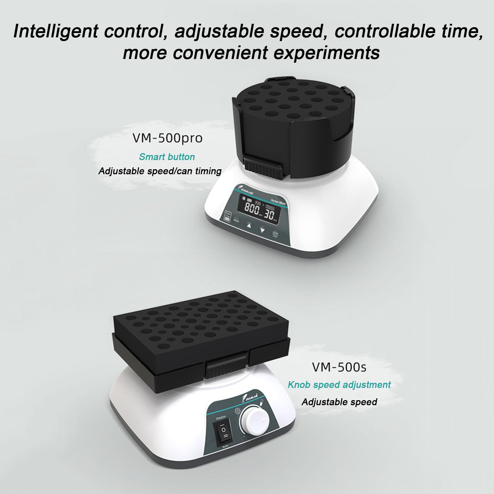 NYANS Mini Mezclador de Vórtice de Laboratorio, para Tubo de Centrífuga y Tubo de Extracción de Sangre, Oscilador de Vórtice Multifunción, Equipado con 8 Módulos Reemplazables,VM-500Pro