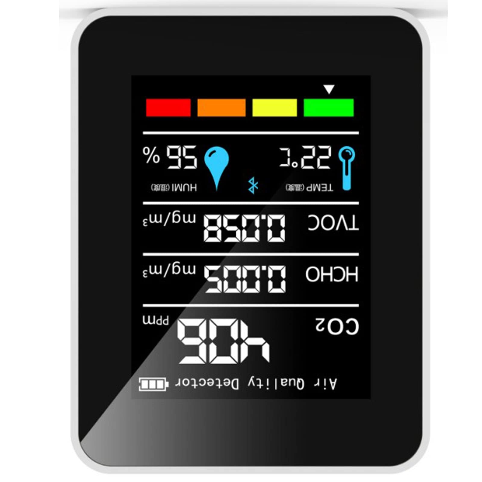 Detector CO2 5 en 1 Portátil con HCHO TVOC Temperatura Humedad para Hogar Oficina a Pilas