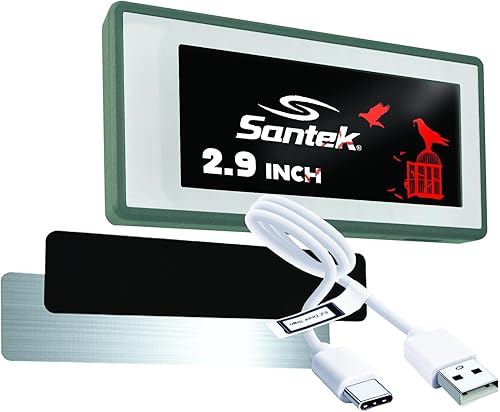 Santek EZ - Letrero digital de papel electrónico de 2.9 pulgadas, recargable, inalámbrico, pantalla tricolor de baja potencia con 5 mensajes