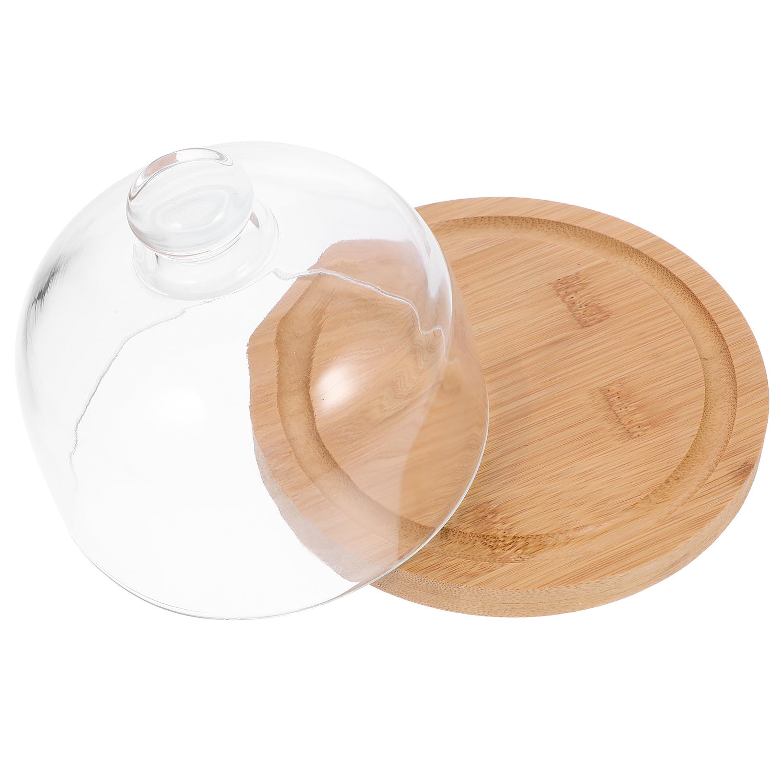 Présentoir à desserts grande capacité Healvian stable en bois et cloche verre