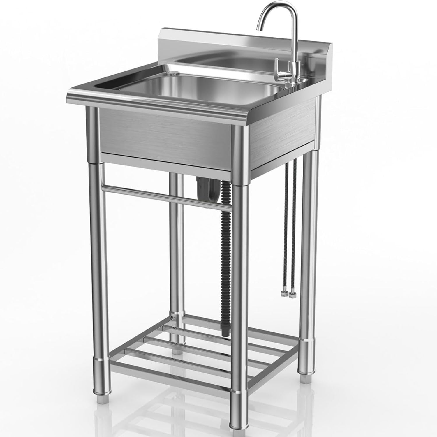 Évier INOX de cuisine 1 bac professionnel durable et autoportant avec finitions premium