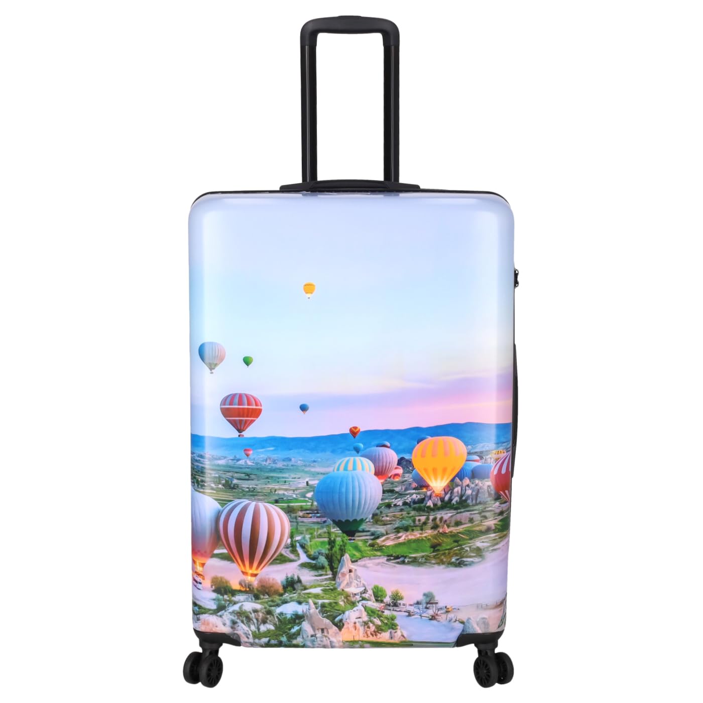Reisetrolley STONEWOOD 4W | Koffer mit Vier Rollen | stabile ABS Hartschale und TSA Zahlenschloss | Trolley mit Reißverschluss | mit modernem Foto Motiv (Ballon, L - großer Koffer)