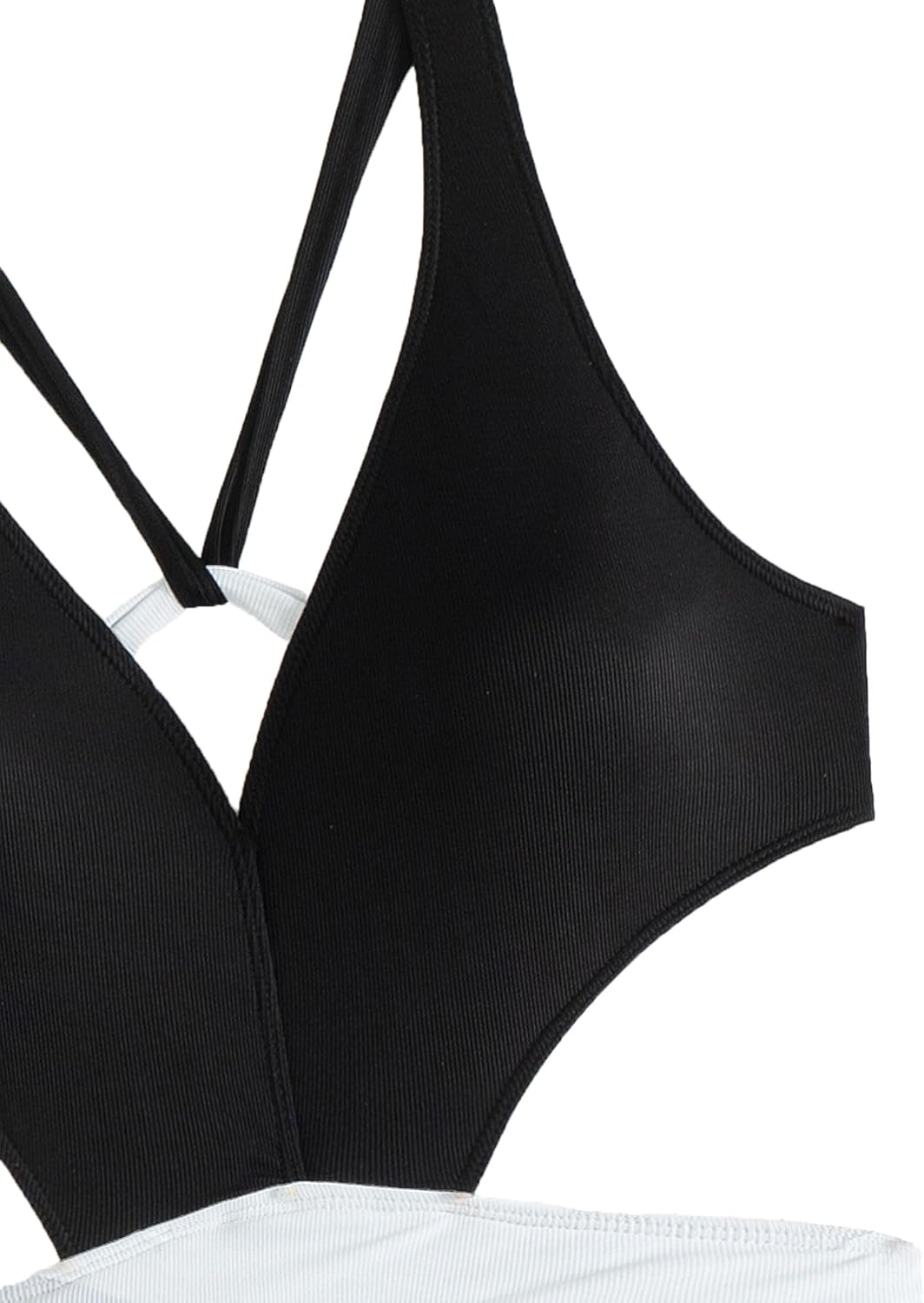 Women's One Piece Cut Out Bathing Suit Sexy Deep V Neck Cross Back Tie Ruched Swimsuit - Image 7