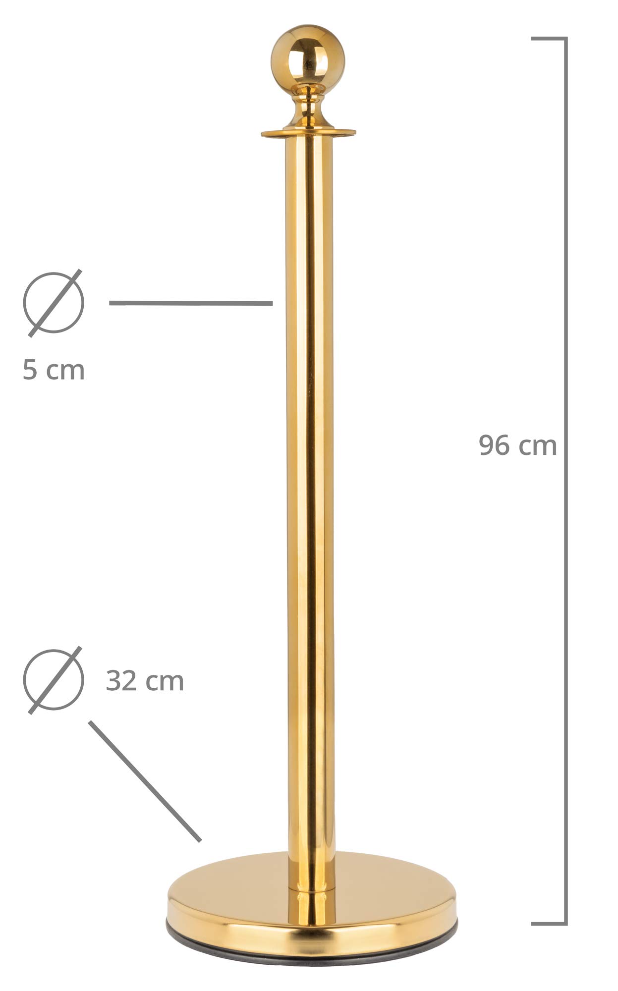 Stagecaptain PLS-150 Deluxe 2.1-150G Absperrständer Personenleitsystem - 2 Edelstahl-Stative und 1 rotes Seil mit 1,5m Länge - Für Konzerte, Ausstellungen, Hotels, Kinos u.v.m. - gold