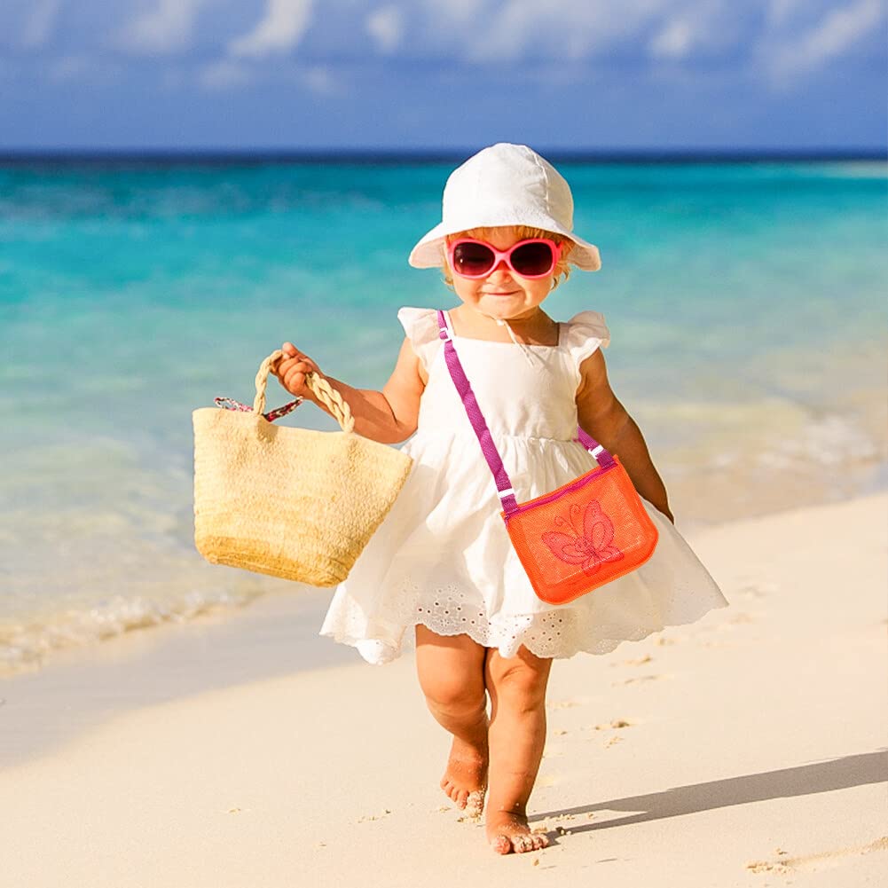 Borsa A Rete UTTPLL Per Spiaggia, Bambini – Asciugatura Rapida, Con Cerniera, Per Conchiglie E Giocattoli – 24,9x20,1x7,9 Cm