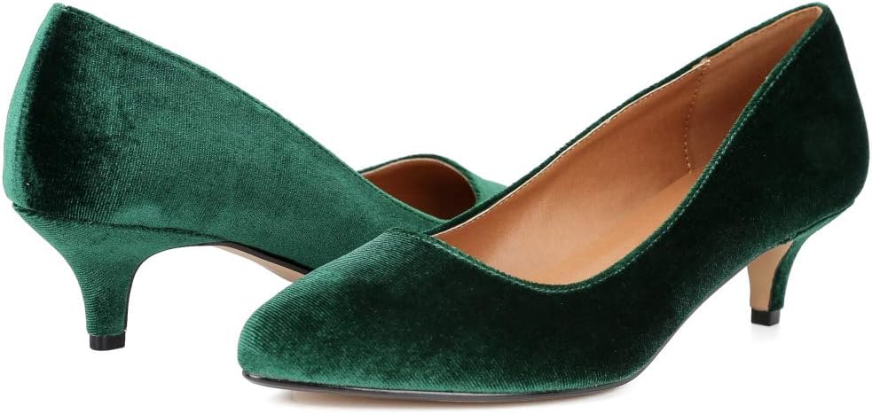 Unisex Men's Women's Kitten Heel Pumps, Pointed Toe, 2 Inch Low Heel, Classic Office Dress Shoes - Image 5