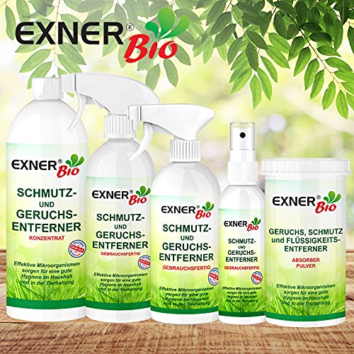 Exner Bio Geruchs- & Schmutzentferner für Nagerkäfige - Mit Mikroorganismen gegen KOT, Urin und Haustiergerüche 100% natürlich & schonend - 500 ml Sprühflasche