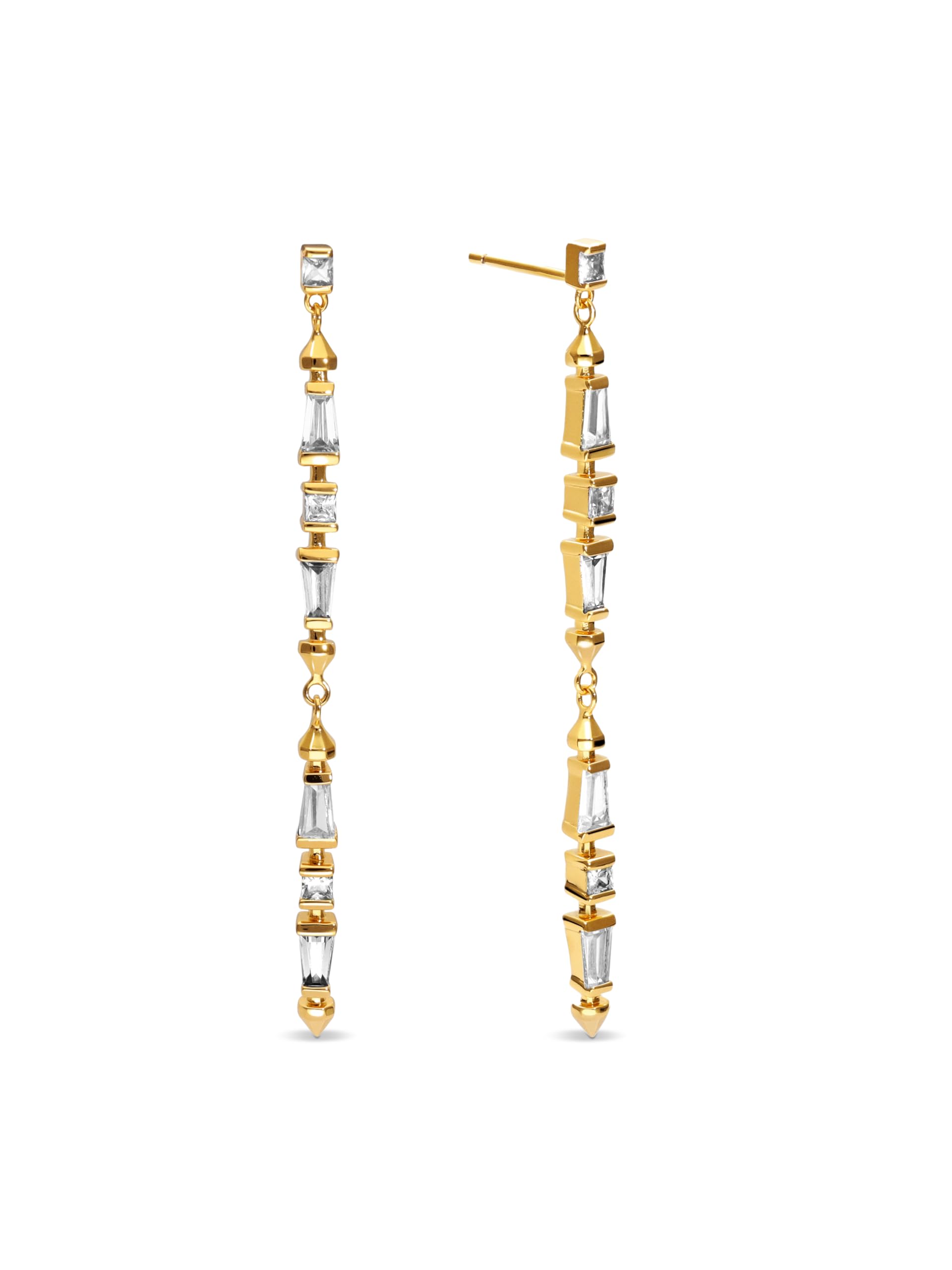 SINGULARU - Pendientes Long Iris Colors. Latón con Baño en Oro de 18 Kt y Circonita. Joyas Para Mujer. con descuento