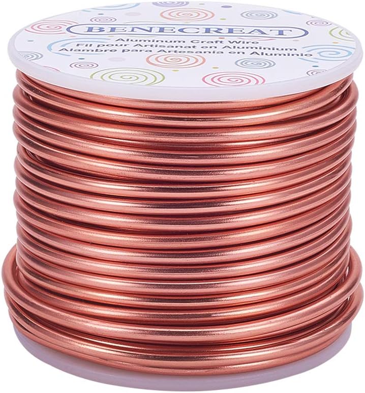 BENECREAT 9 Gauge Jewelry Craft Aluminum Wire 55 Feet Bendable Metal Sculpting Wire for Craft Floral Model Skeleton Making (Copper, 3mm)