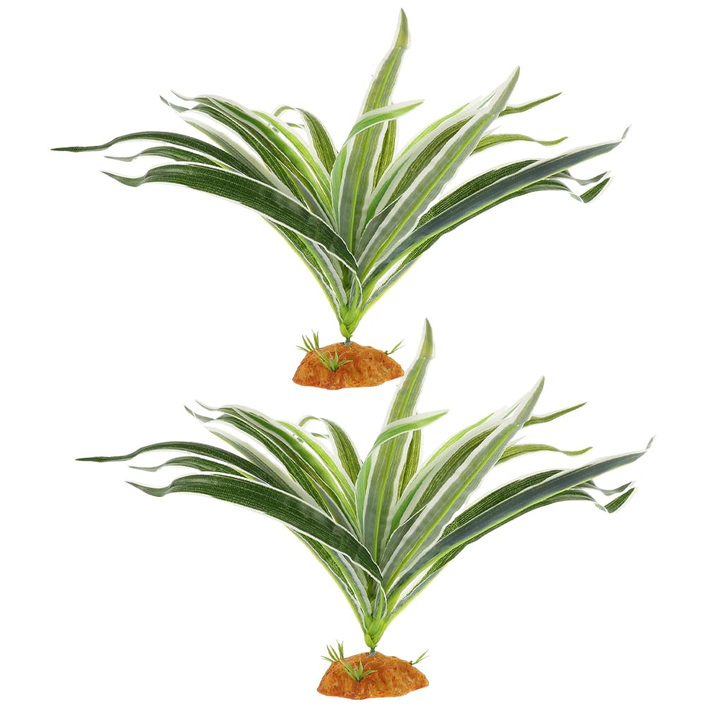 POPETPOP 2Pcs Artificial Reptile Plants for Lizard Tank Terrarium Decor Lifelike Habitat Accessories for Snake Gecko Enclosure