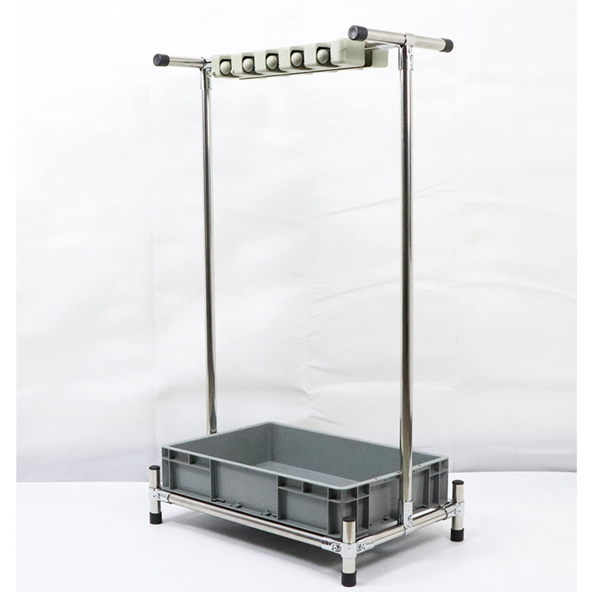 AYCDL Broom And Mop Holder Put Wet Mops,Movable Commercial Mop Rack, Floor-Mounted Stainless Steel Mop Rack, Umbrella Stand,Garden Tool Storage,with Tray,for Garage,S,Double row-10slots