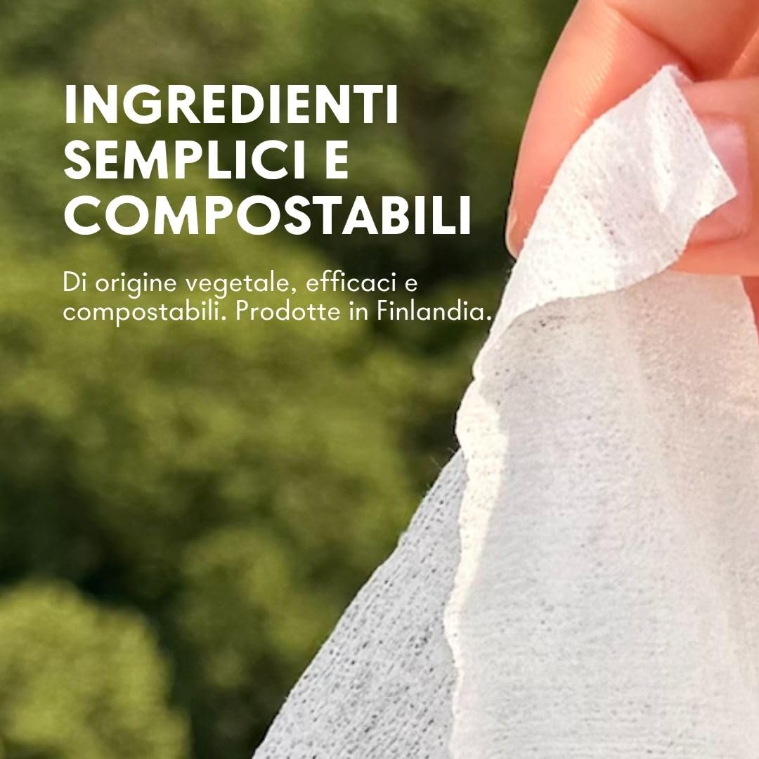 Lunette Salviette per Coppetta Mestruale – Per Coppette Mestruali e Dischi quando non hai Aqua a Dsposizione – Senza Pofumo – Compostabili e Vgane – Prodotte in Finlandia – 20 salviette