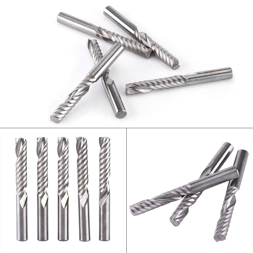5pcs 6mm Fresas de carburo de tungsteno de una sola flauta Fresa en espiral Fresadora CNC Fresa Bits para máquina de corte CNC
