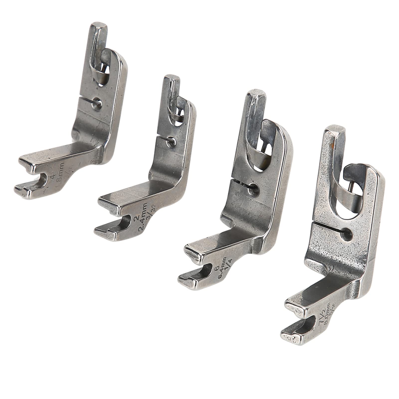 Lot de 4 Pieds-de-biche à Ourlet Roulé en Acier Inoxydable, Accessoires pour Machine à Coudre Industrielle