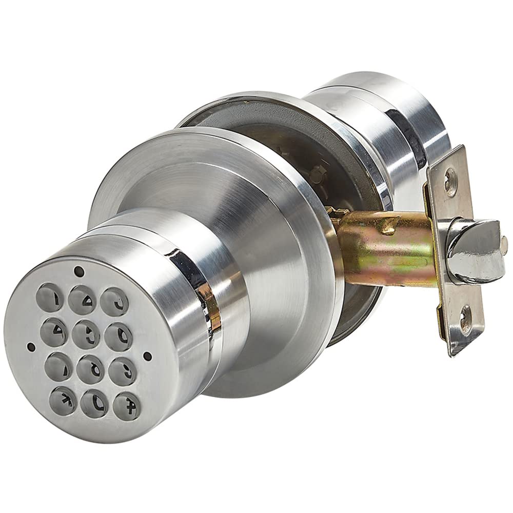 Keyless Electronic Entry Door Knob, Keypad Smart Door Knob, Interior Door Handle with Lock, Automatic Locking, Battery Backup, Backlight, Easy Installation, Great for Home, Hotel and Office