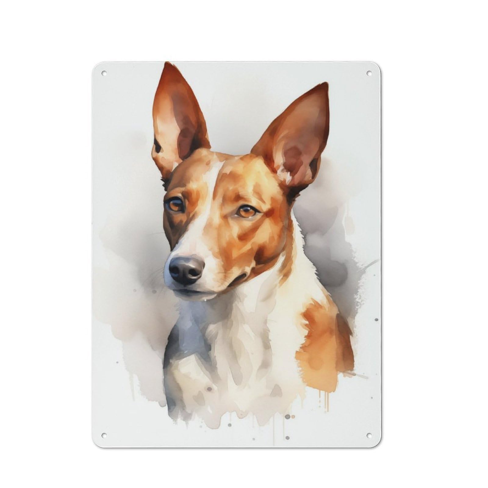 Junmoney Basenji Watercolor Dog Vintage Metal Plaque 40X30cm For Man Cave Or Games Room, For An Autumn Update To Man Cave And Games Room