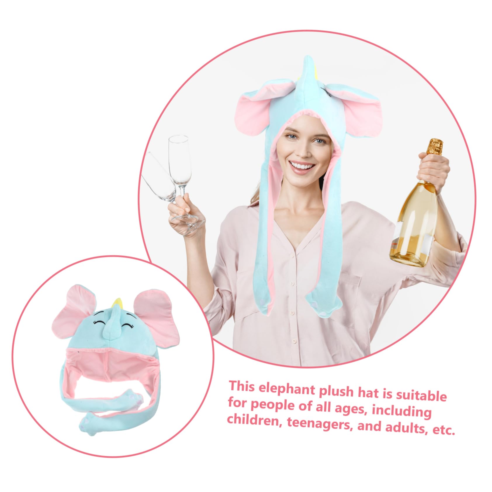 Ipetboom Sombrero De Elefante Para Fiesta Divertido Para Mujer Con Orejas Móviles Bonito Para Disfraz De Peluche
