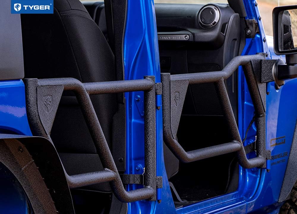 Tyger Auto TG-DR4J62288 Tubular Doors Compatible with 2007-2018 Jeep Wrangler JK (NOT JL) 4-Doors | Textured Black | Mirror Mount | Front & Rear Door Set