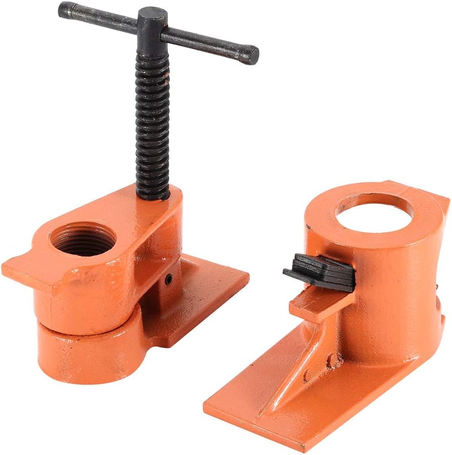 1 inch Pipe Clamp, Heavy Duty Jaws Vise Fixture Set, Premium Cast Steel Woodworking Tool Kit Water Pipe Clamp