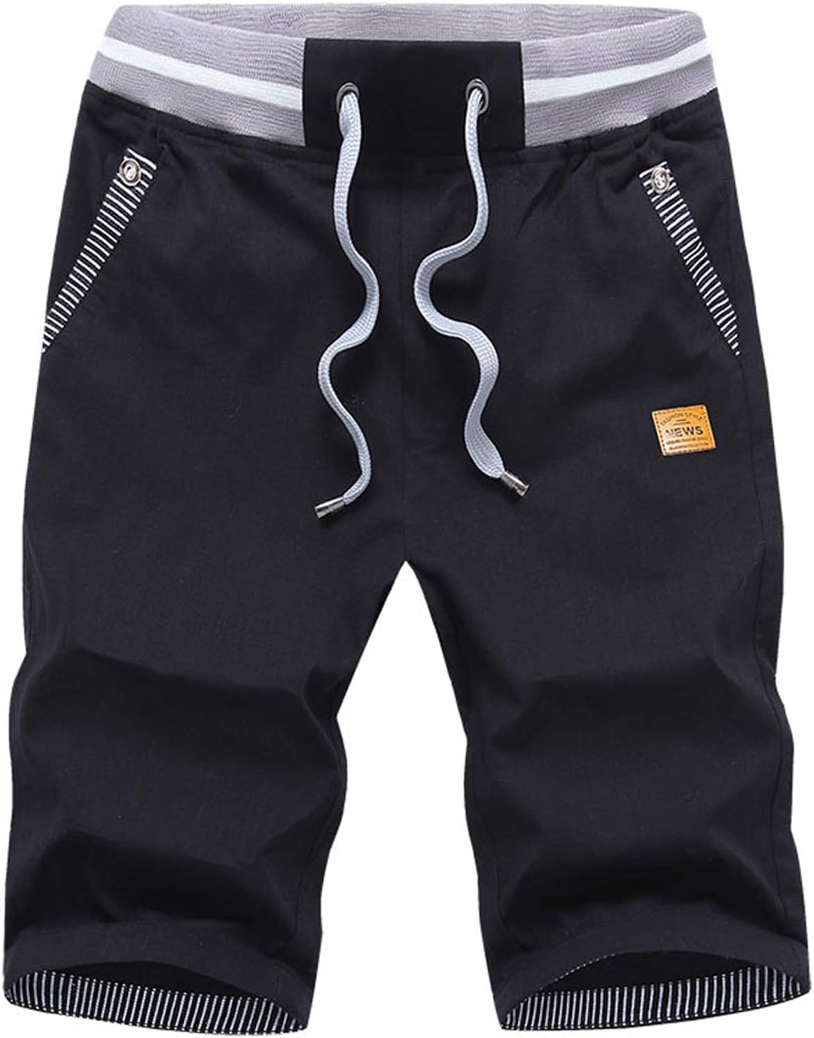 JustSunMens Shorts Casual Classic Fit Cotton Summer Beach Shorts with Elastic Waist and Pockets