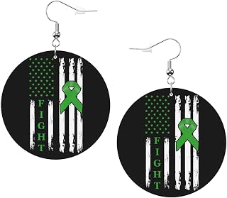 Bone Marrow Transplant Awareness Us Flag Leather Round Dangle Earrings for Women Double-Sided Design with Hook