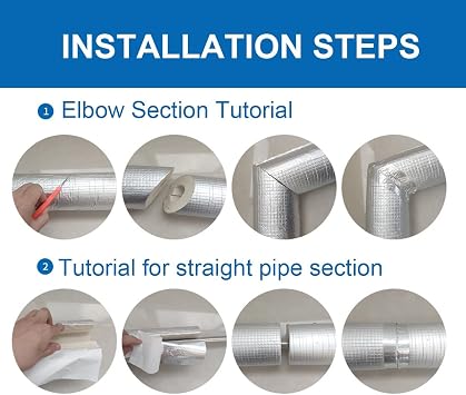 Self Adhesive Foam Pip,Weatherproofing Pipe Coverings,Embossed Aluminum Foil Waterproof Heat Resistant Thermal Barrier,Wall Thickness 30mm (1.18in), for Winter Cold Hot Water Pipe