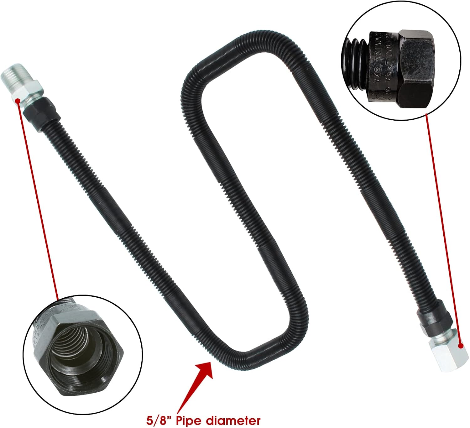 MCAMPAS 1/2"OD x 3/8"ID 36"Non Whistle Flexible Flex Gas Line Connector Kit For Gas Dryer Garage Heaters Fireplace Fire Pit,Water Heater,Kitchen Gas Appliance