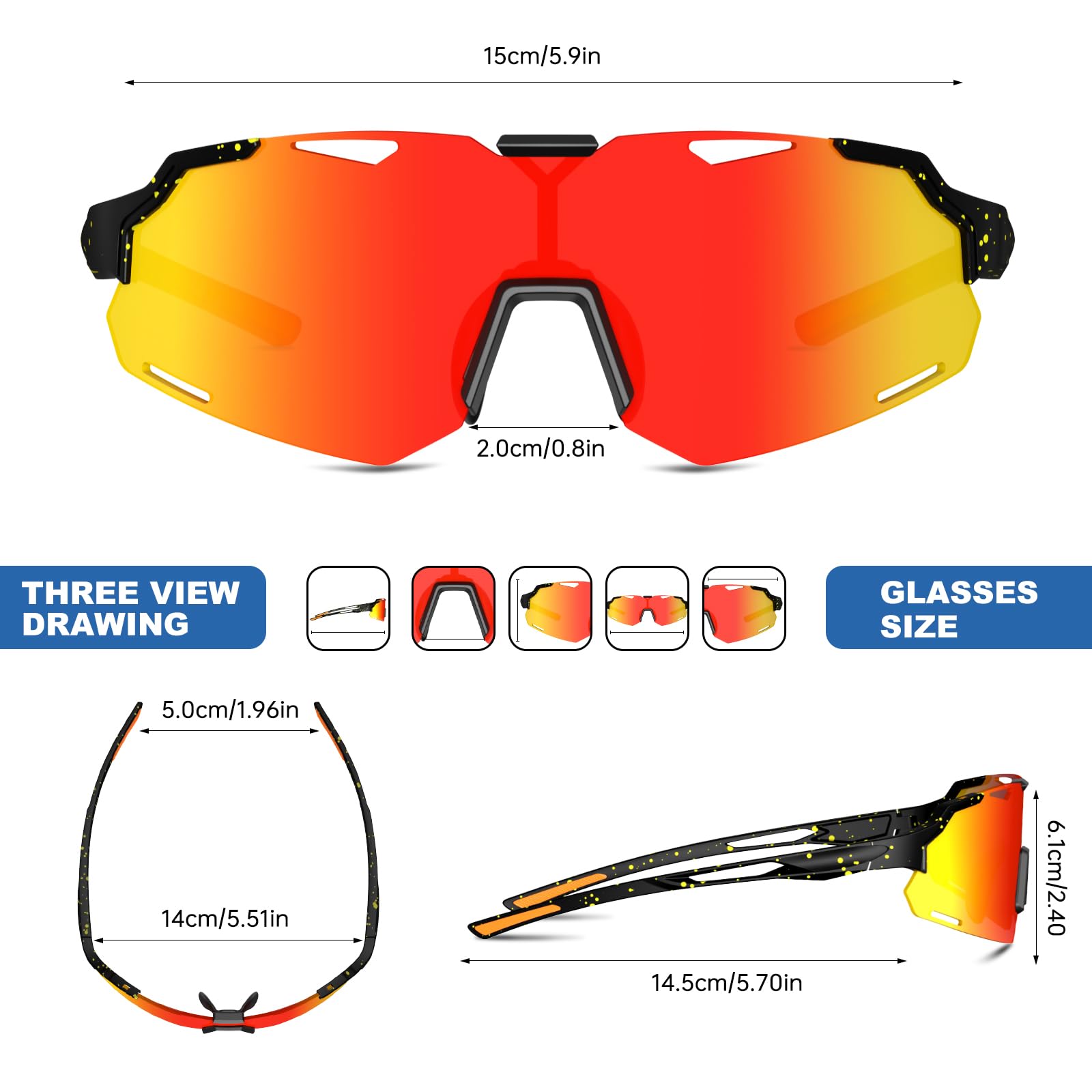 Occhiali da sole sportivi polarizzati, UV400, leggeri, montatura TR90, corsa, occhiali da baseball per uomini e donne, guida, pesca, ciclismo
