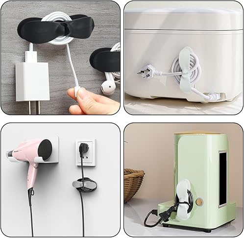 Miniatura 5 de Organizador de cables para electrodomésticos, 12 unidades para aparatos de cocina, enrollador de cables, organizador de cables, soporte para pegar