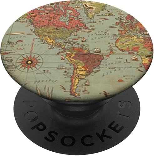 Vintage Travel World Map Design Travel Globe Antecedentes PopSockets PopGrip agarre intercambiable para teléfonos y tabletas
