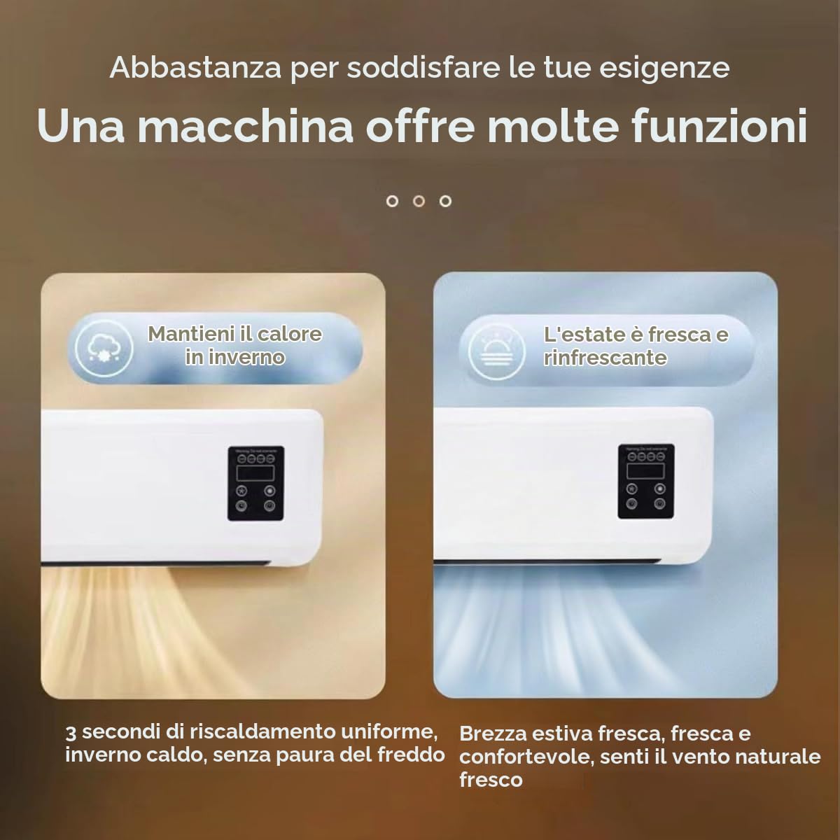 Climatizzatore Portatile Senza Condotto Senza Finestra - Condizionatore d'Aria 3-In-1 da Parete con Ventilatore Senza Pale e Telecomando - Sistema Split Facile da Installare