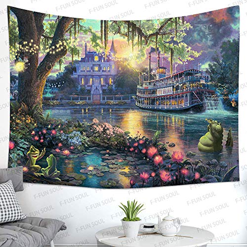 F-Fun Soul Prince Palace Tapestry, Large 80X60Inches Soft Flannel, Psychedelic Island Lake Wall Hanging Tapestries For Living Room Bedroom Home Decor Lyfs1548 #TOP1