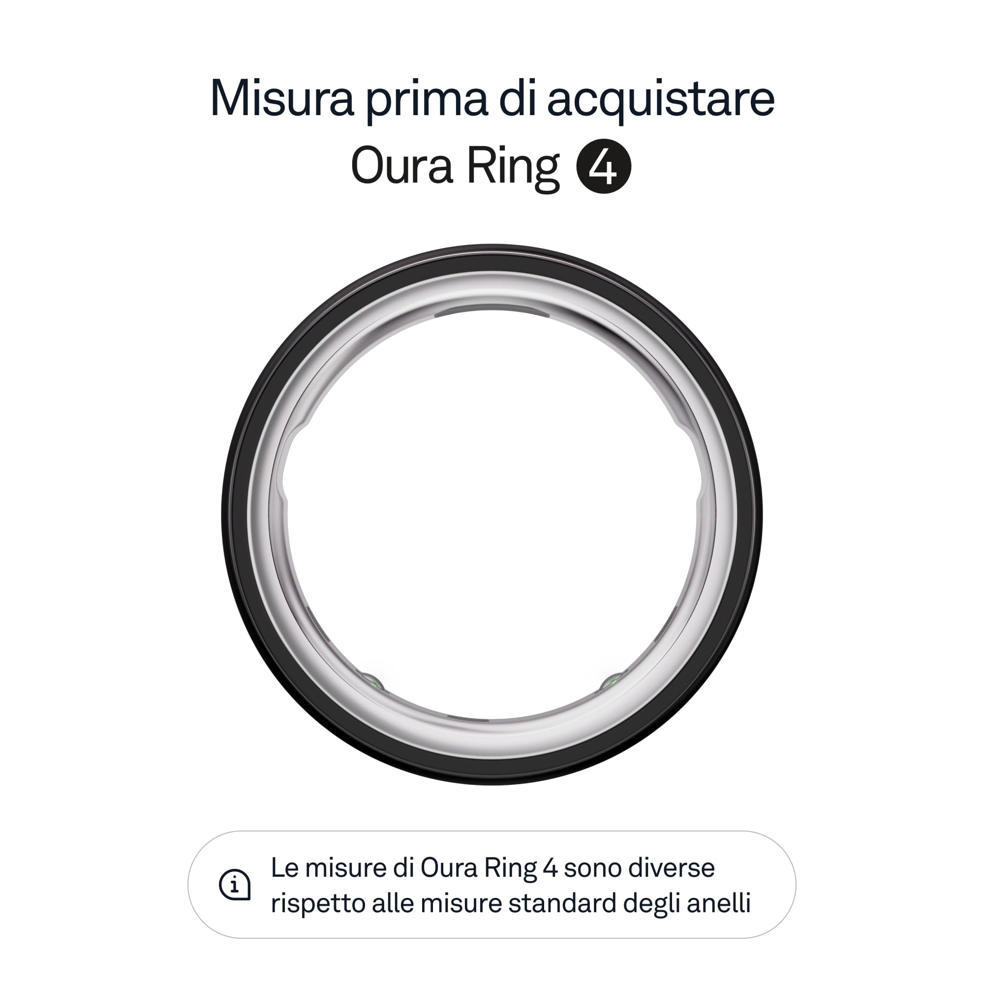 OURA Ring 4 - Black - Misura 4 - Smart Ring | Provalo con il kit di misurazione Ring 4 | Indossabile per monitorare il sonno - Frequenza cardiaca - Fitness - Batteria fino a 8 giorni