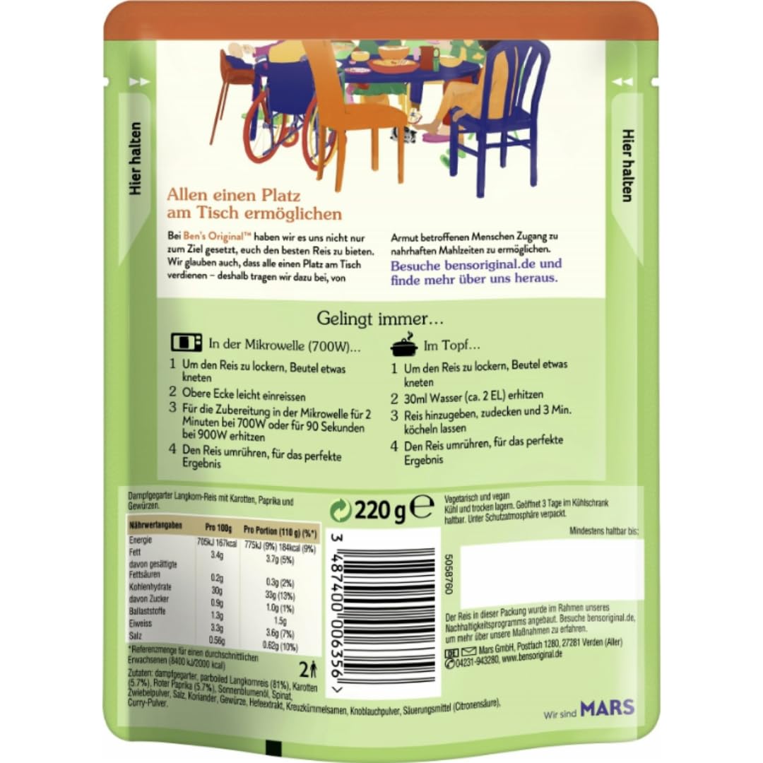 Ben's Original Curryreis Indien Reis 220 gramm x 12 Stück