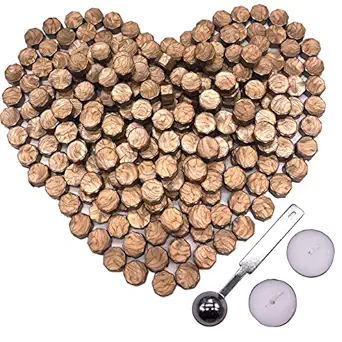 Botokon Botokon Bronze Sealing Wax, 160 Pieces Octagon Wax Seal Beads Sticks Kit with a Wax Melting Spoon and 2 Pieces Candles for Wax Seal Stamp