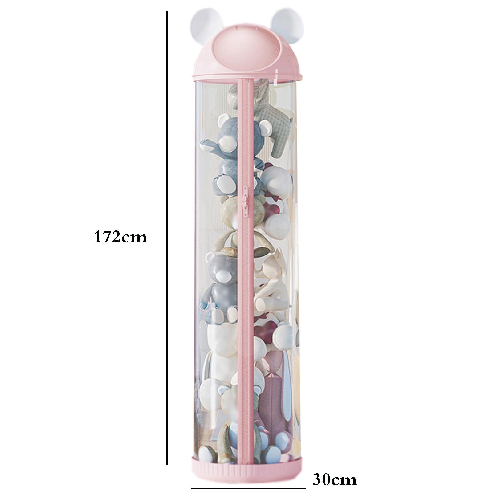 Tubo per Riporre Giocattoli,Porta Peluche Organizer A Tubo,Conservazione degli Animali di Peluche,Tubo Portaoggetti Verticale Trasparente,con Cerniera,per Organizzazione Giocattoli