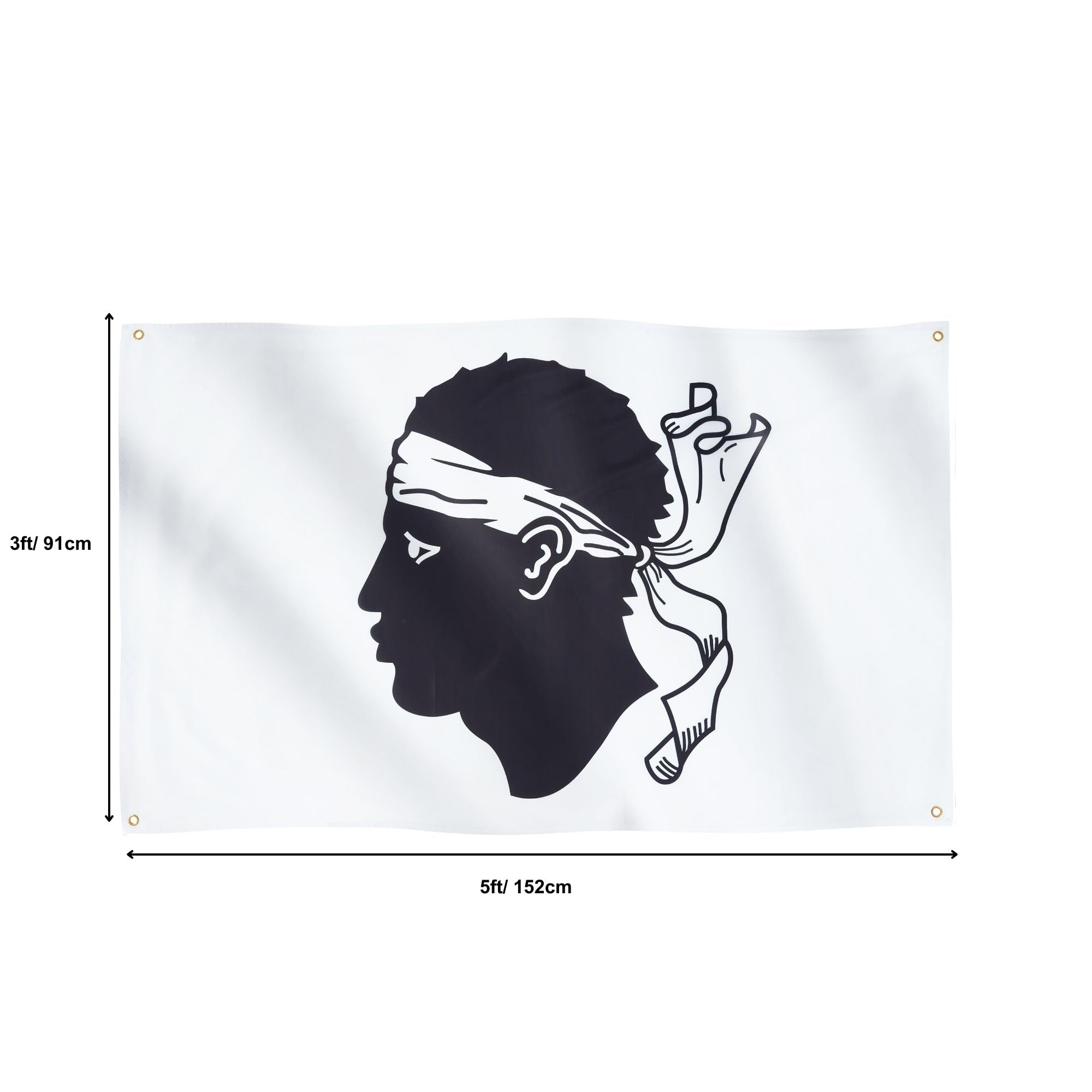 Runesol Corsica Flag, 91x152cm, 3ft x 5ft, 4 Grommets, Eyelet In Every Corner, Bandiera Testa Mora, Moors Head, Premium Flags - Image 2