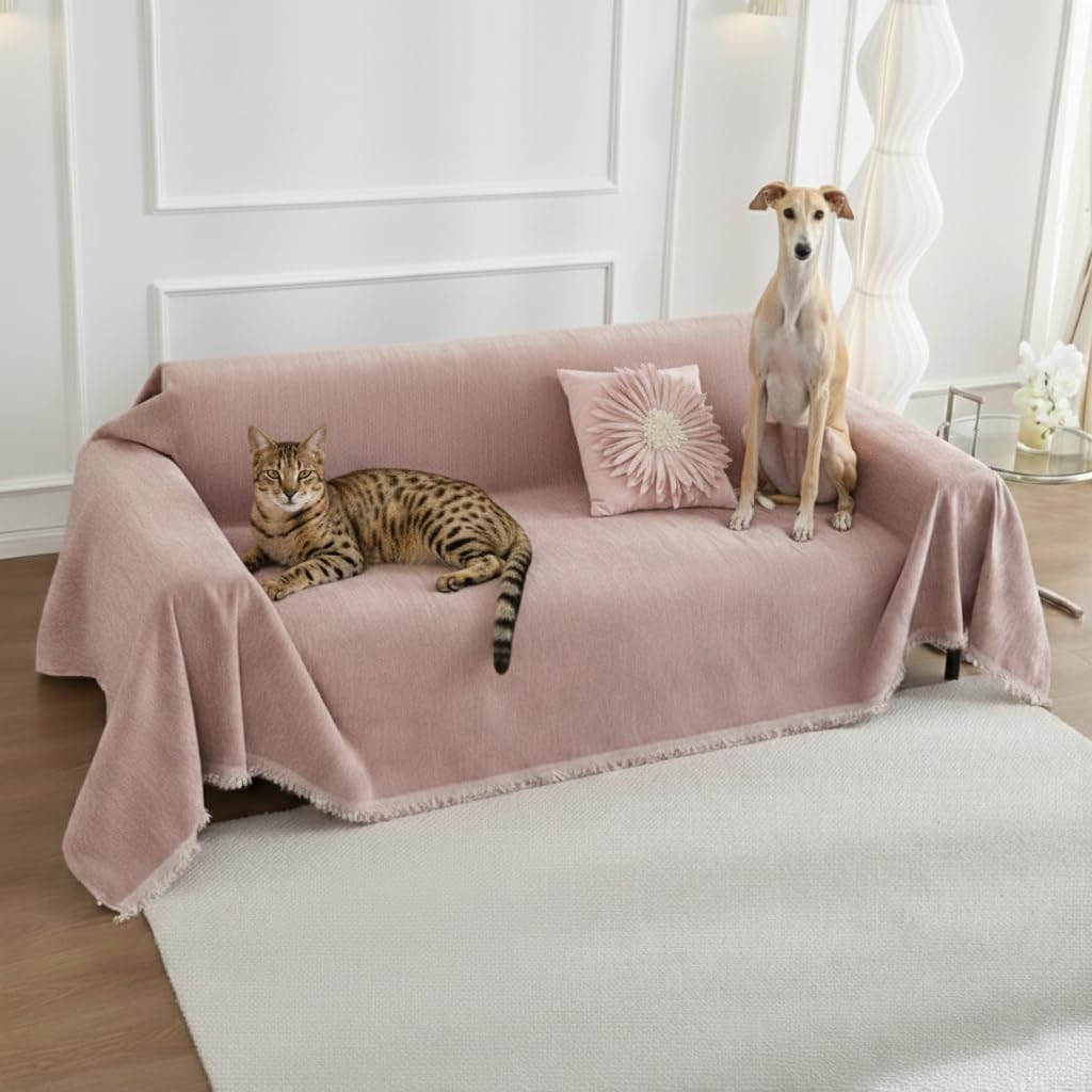 LUNETIO Couch Cover Blanket - Thick Chenille Sofa Cover Protector for Large Couch, Washable Slip Sofa Throw for Dogs, Pets, Cats, Chairs, Cushions &