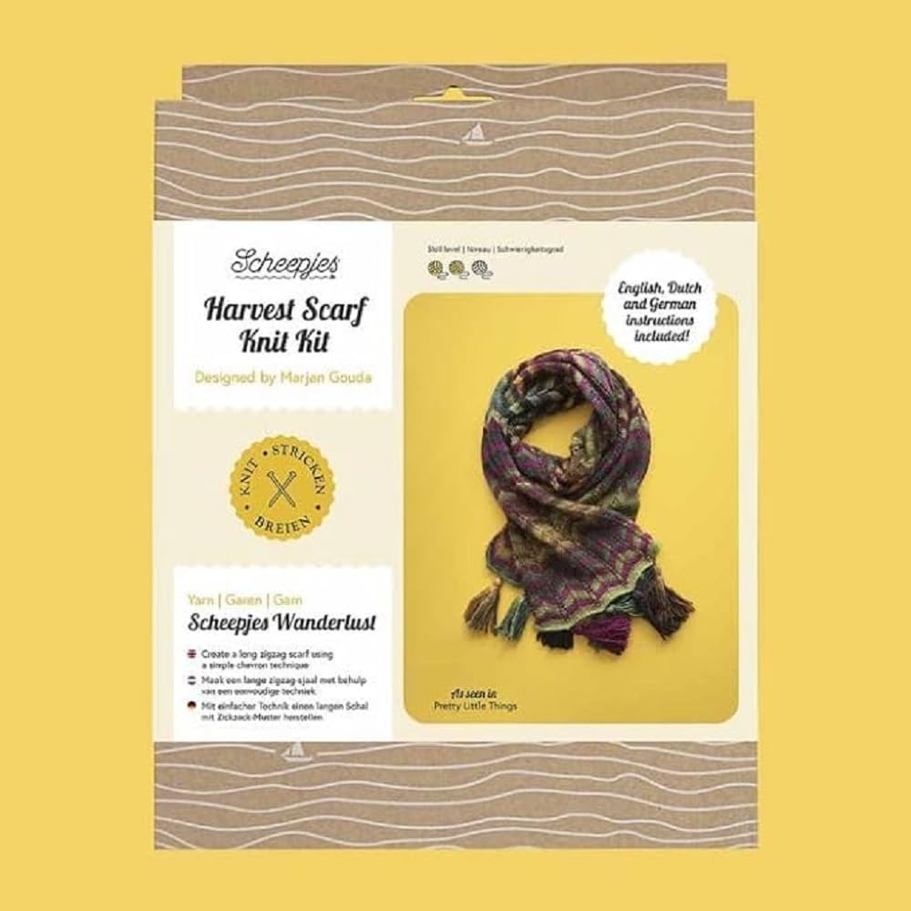 Scheepjes - Scheepjes Harvest Scarf Knit Kit - 1 Set, Multicolor