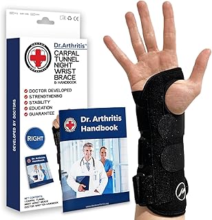 Doctor Developed for Carpal Tunnel Relief/Wrist Brace for Carpal Tunnel/Wrist Support & Hand Brace/Wrist Splint for Carpal Tunnel Syndrome/Adjustable Hand Splint (Right, Black)