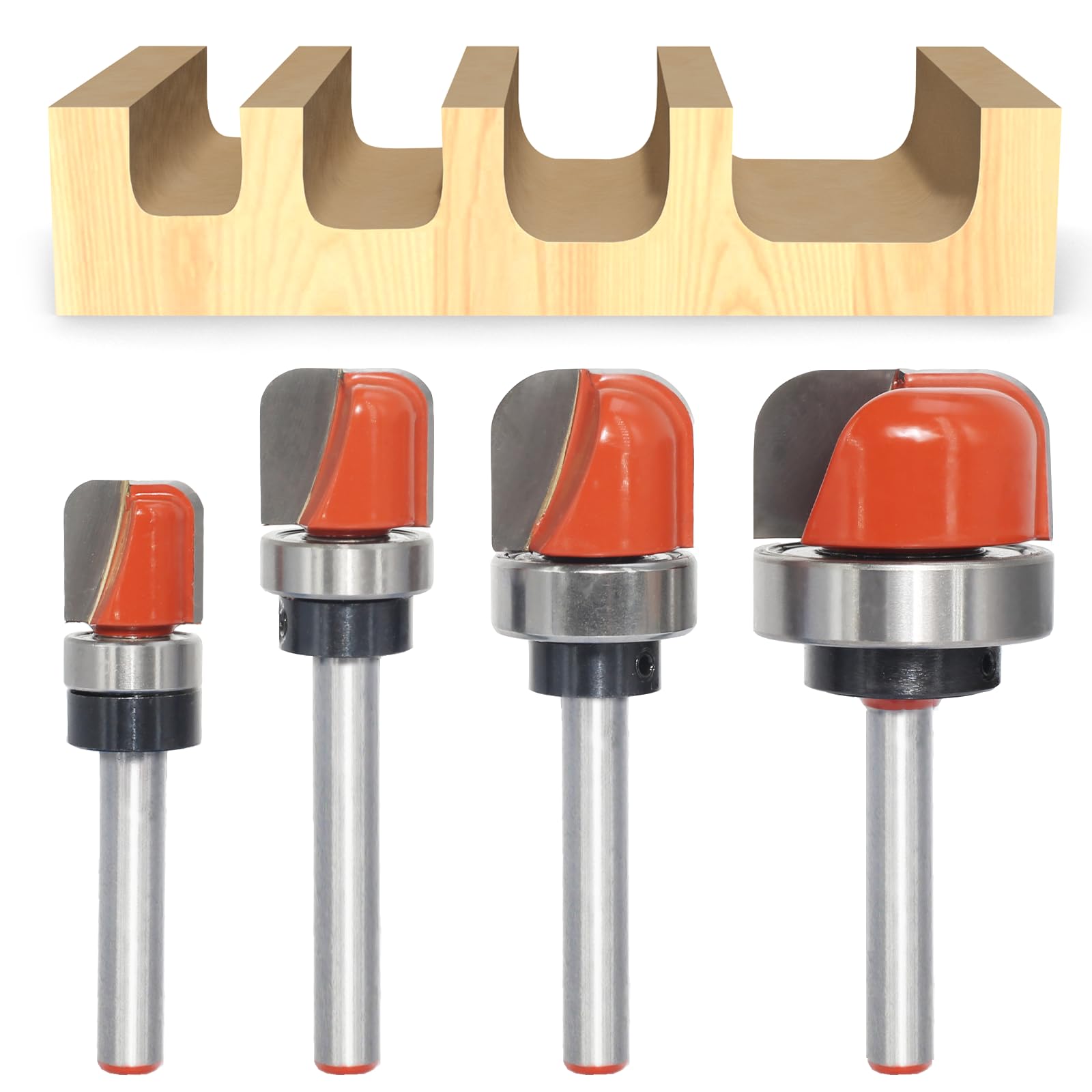 Akylin Dish Carving Router Bits, 1/4 Inch Shank Bowl and Tray Template Router Bit Set including Ball Bearing