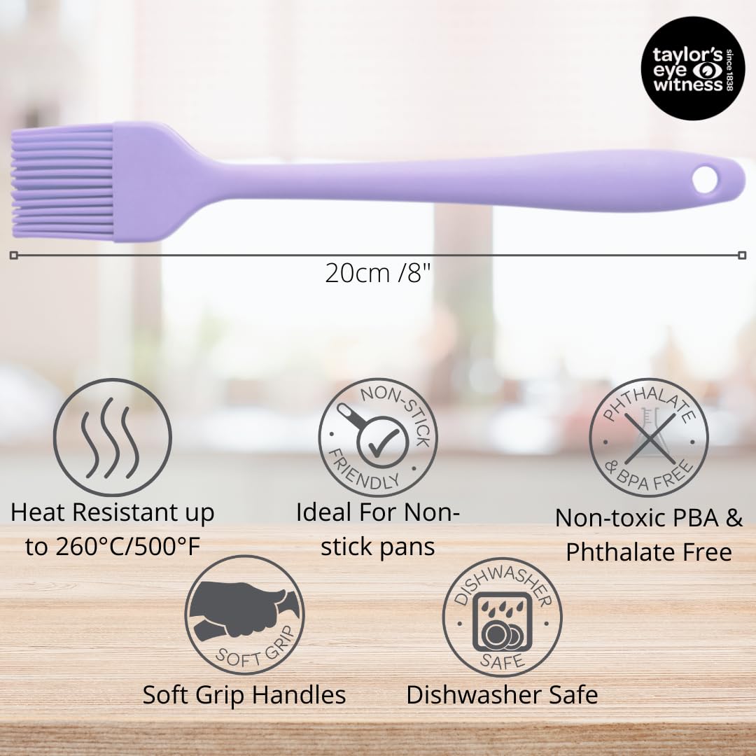 Taylors Eye Witness Lavender Silicone Pastry Coating Brush, Dishwasher Safe. Basting - Image 3