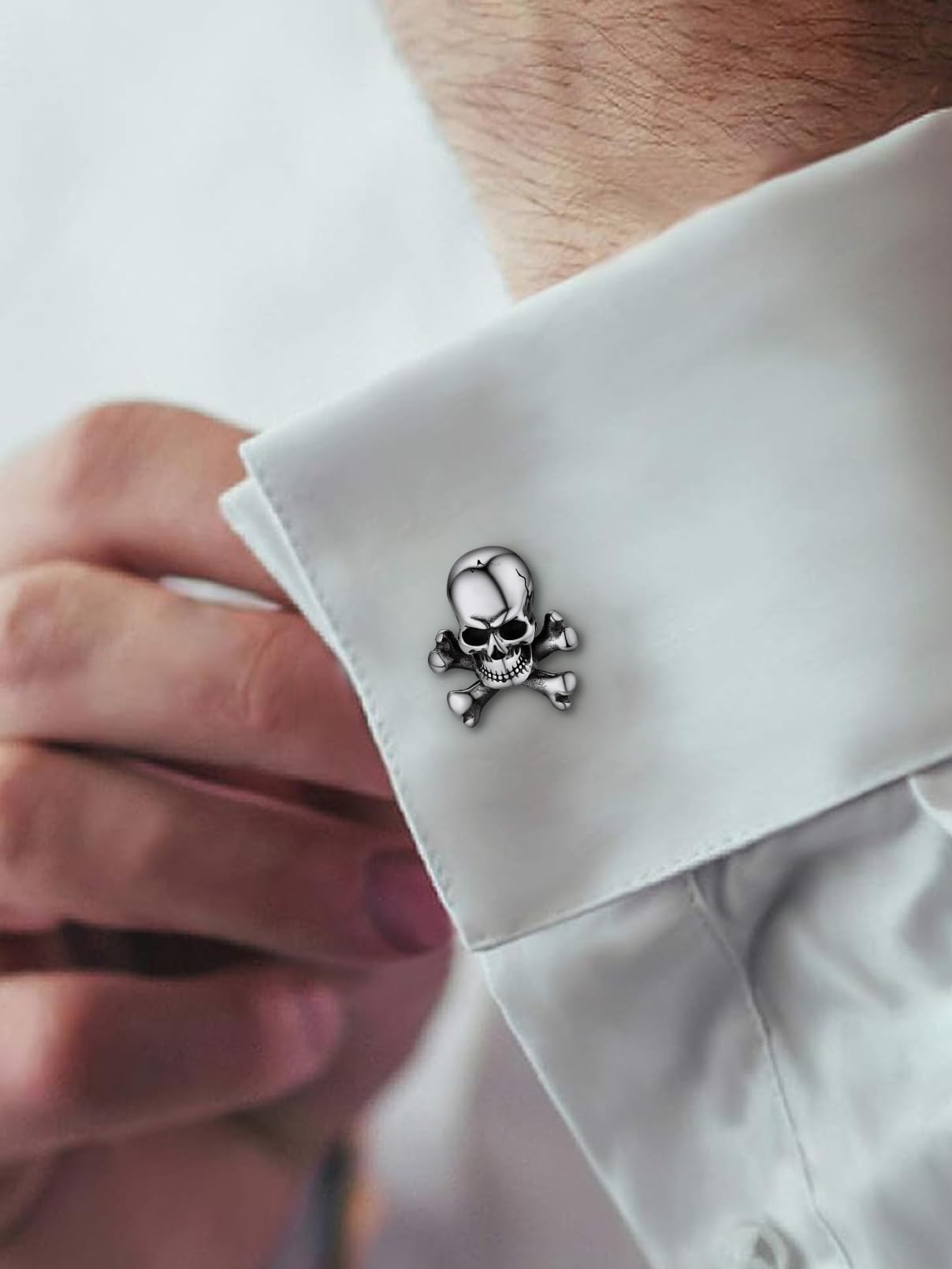 FaithHeart Gemelli per Camicia Abito Uomo Stile Vichingo Tecnologia di Rilievo 3D Rune Celtico Trinità Lupo in Argento/Nero Vintage Lucidatura Manuale Regalo per Lei Padre Ragazzi