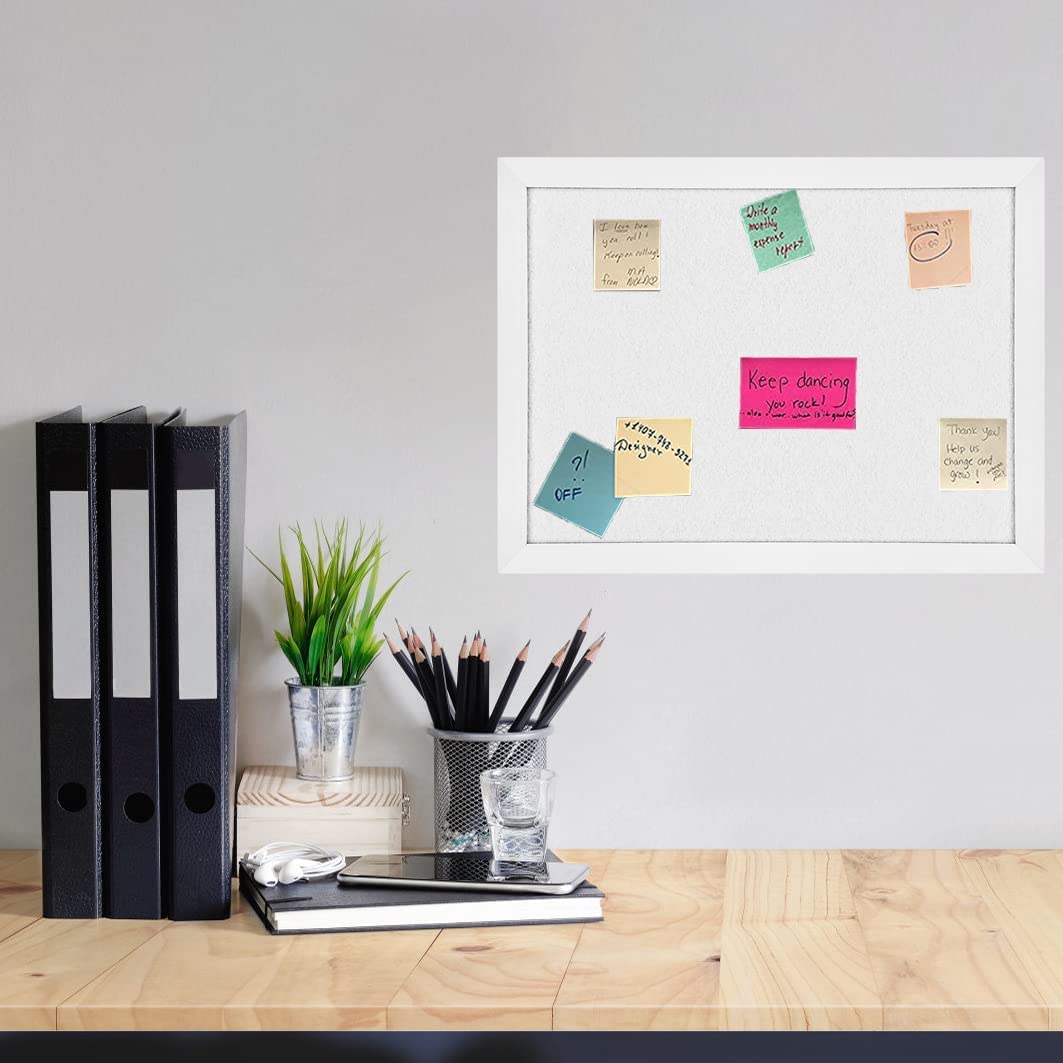 Okydoky 58 * 43cm Weiß Pinnwand mit Holzrahmen, Memoboards, Filz Pinnwand mit Stecknadeln für DIY Dekoration, Filzboard für Küche und Büro, Schule und Haus(WH,L).DE