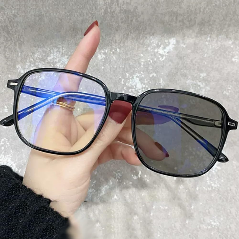 NILZA Photochrome Lesesonnenbrille Große Gläser Quadratische Sonnenbrille Progressive Multifokale Lesebrille Sonnenleser UV Schutz (Size : +3.0)