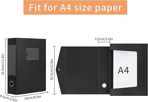 Miniatura 3 de HUA JIE Paquete de 2 cajas de almacenamiento A4 para archivos, 2.559 in, columna vertebral, caja de almacenamiento de documentos para oficina y