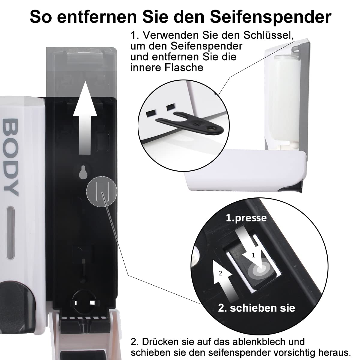 Seifenspender Wandbefestigung ohne Bohren, 350ml Shampoo Duschgel Spender für Badezimmer, 3 Kammer Nachfüllbar Duschseifenspender für Bad Hotel (Silber)